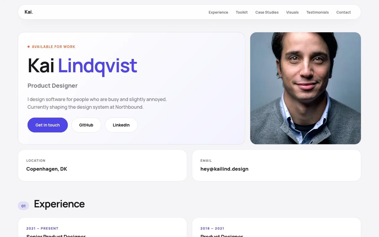 Designer portfolio templates