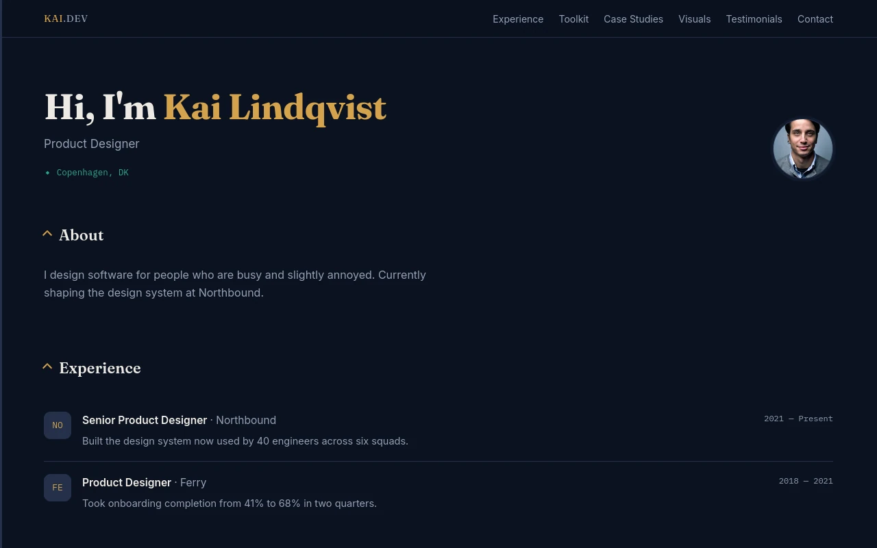 Signature Seam — Designer portfolio template