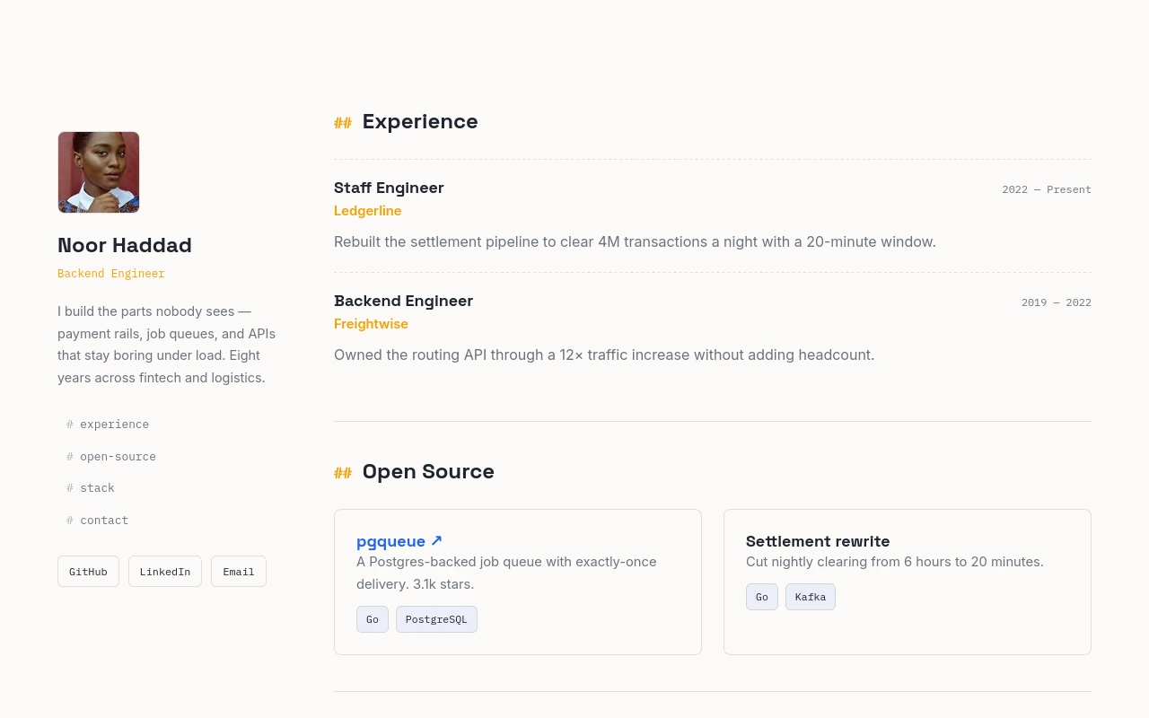 Notebook — Developer portfolio template