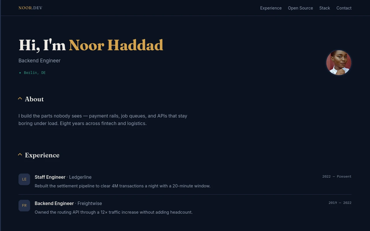 Signature Seam — Developer portfolio template