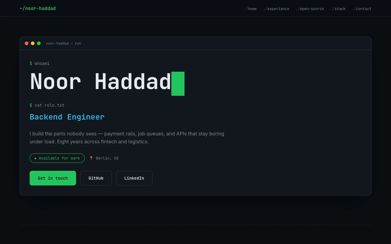 Terminal — Developer portfolio template