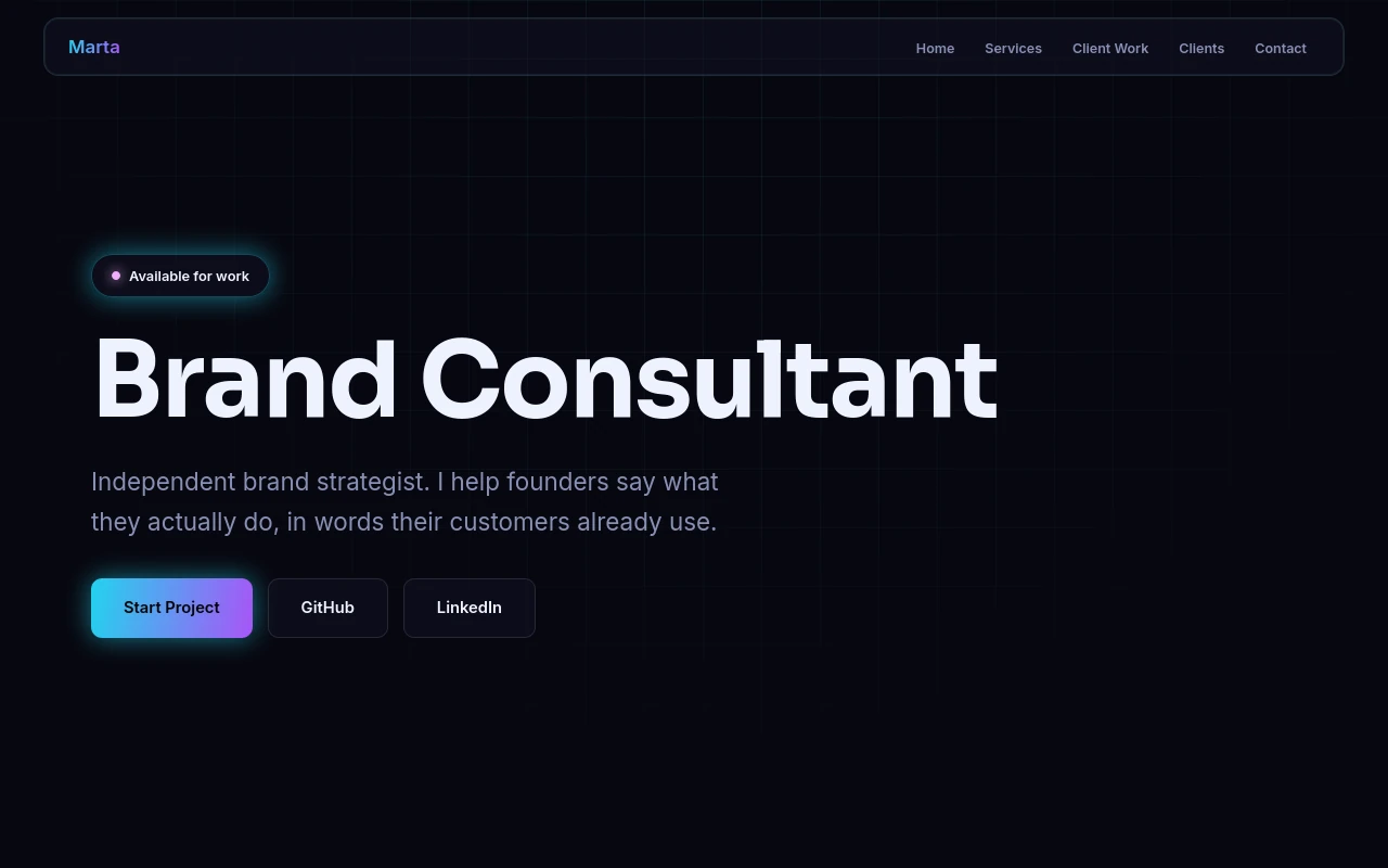 Neon — Freelancer portfolio template