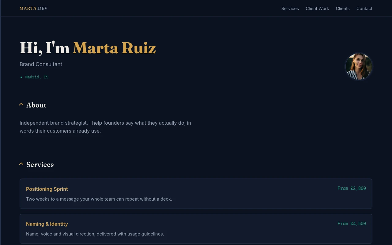 Signature Seam — Freelancer portfolio template