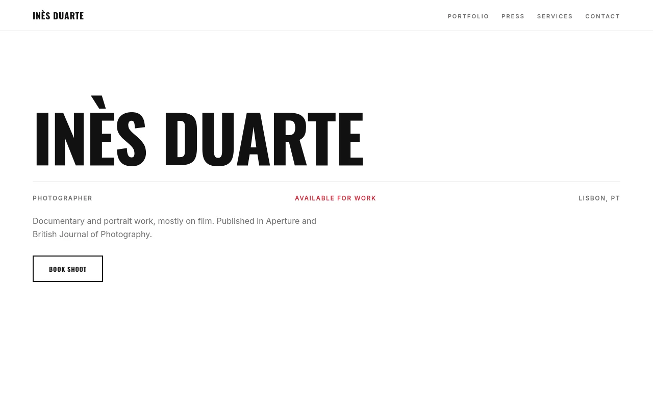 Frame — Photographer portfolio template