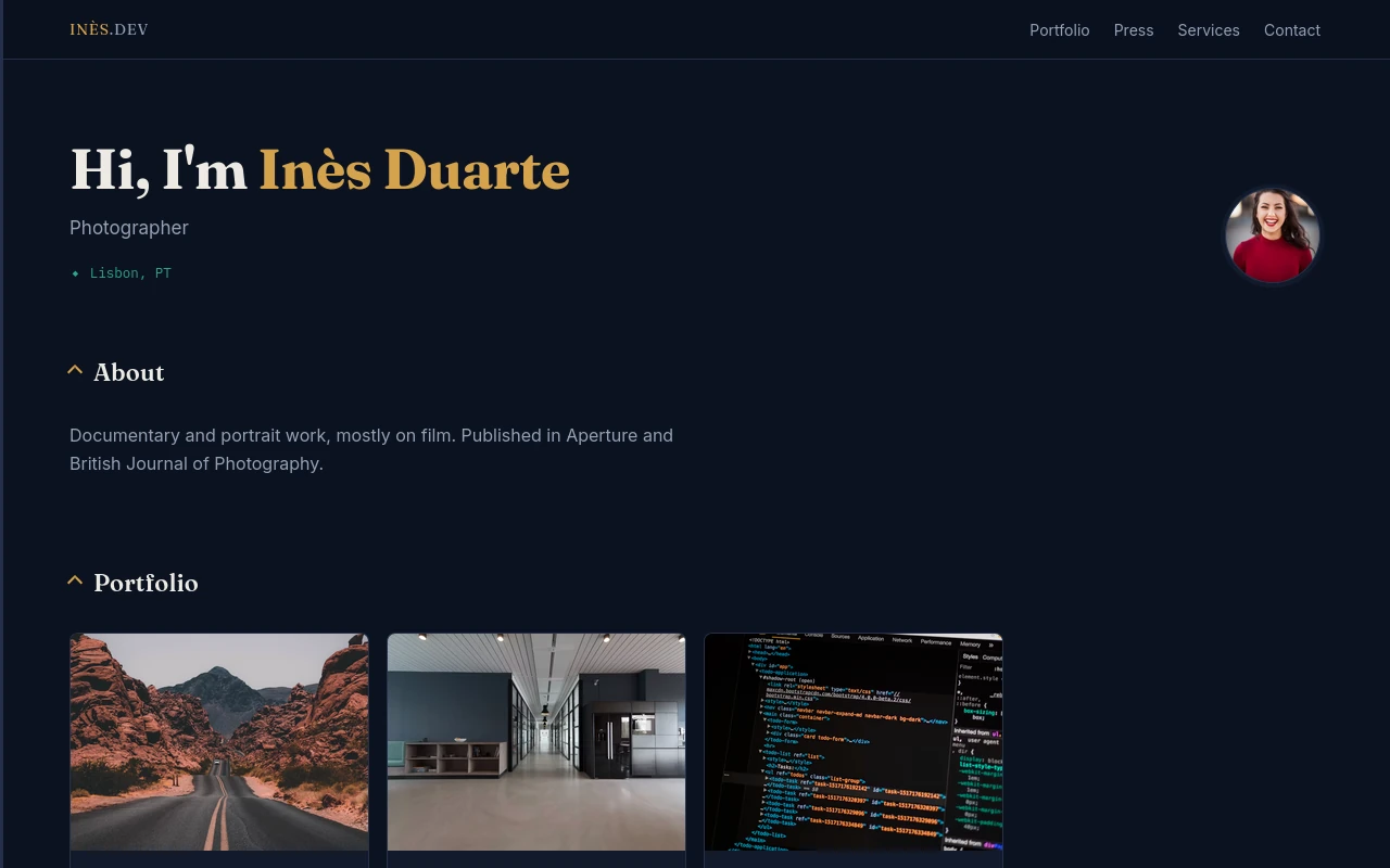 Signature Seam — Photographer portfolio template