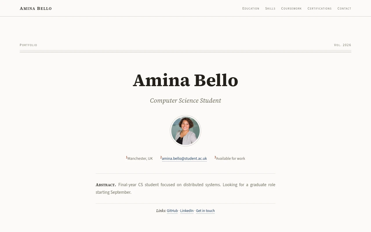Folio — Student portfolio template