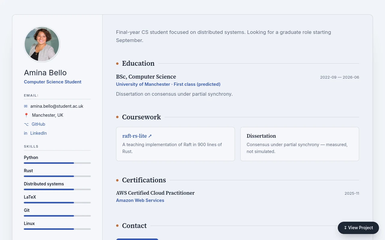 Scholar — Student portfolio template