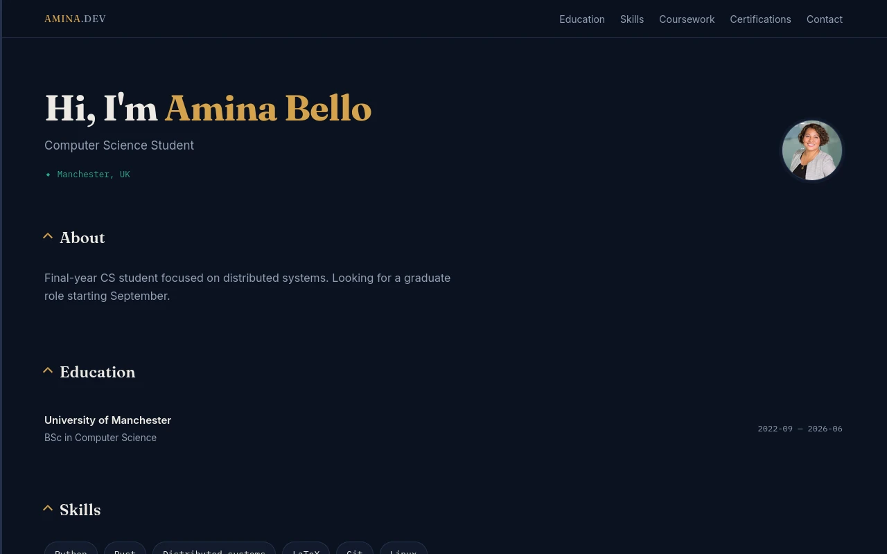 Signature Seam — Student portfolio template