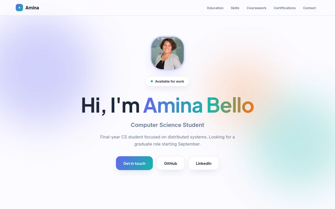 Spark — Student portfolio template