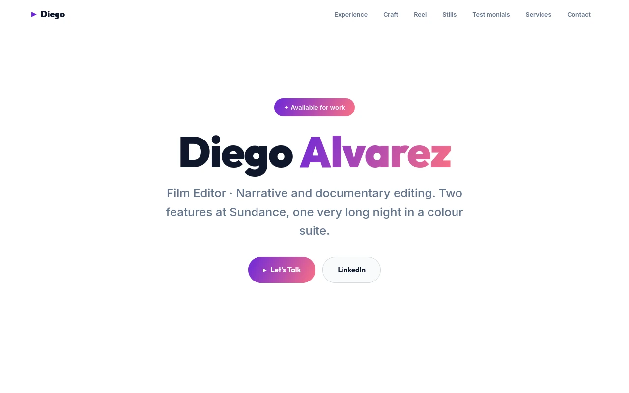 Creator — Video Editor portfolio template
