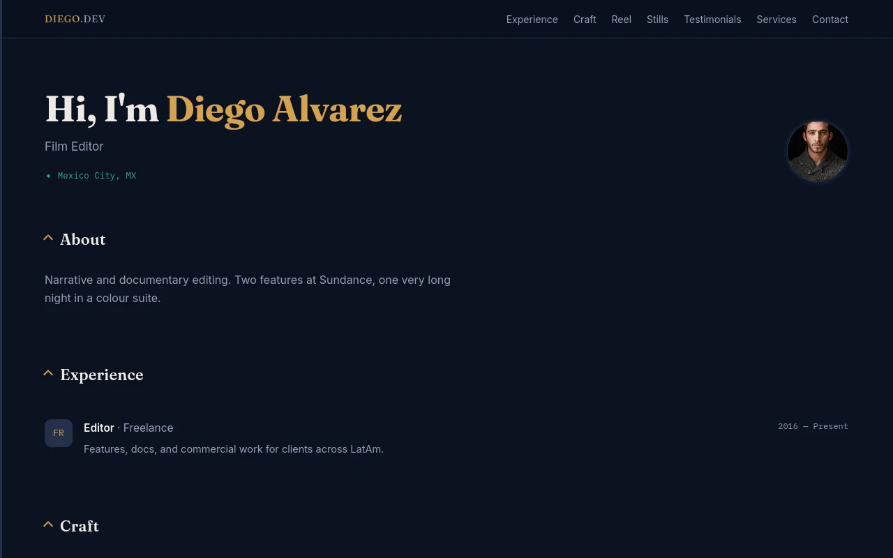 Signature Seam — Video Editor portfolio template