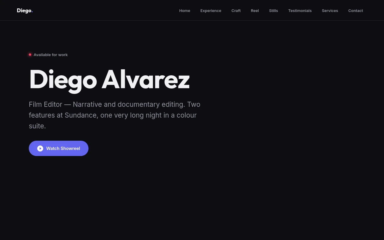 Reel Grid — Video Editor portfolio template