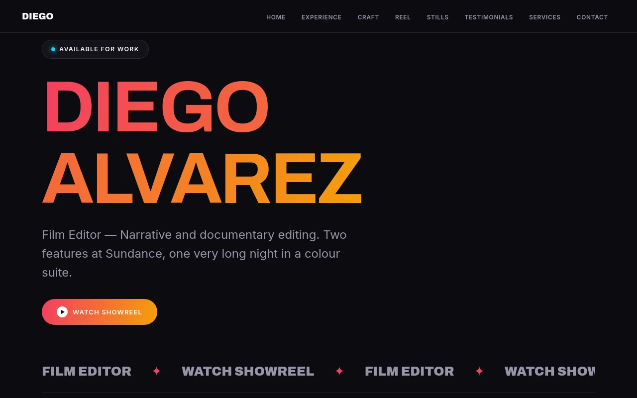 Motion — Video Editor portfolio template